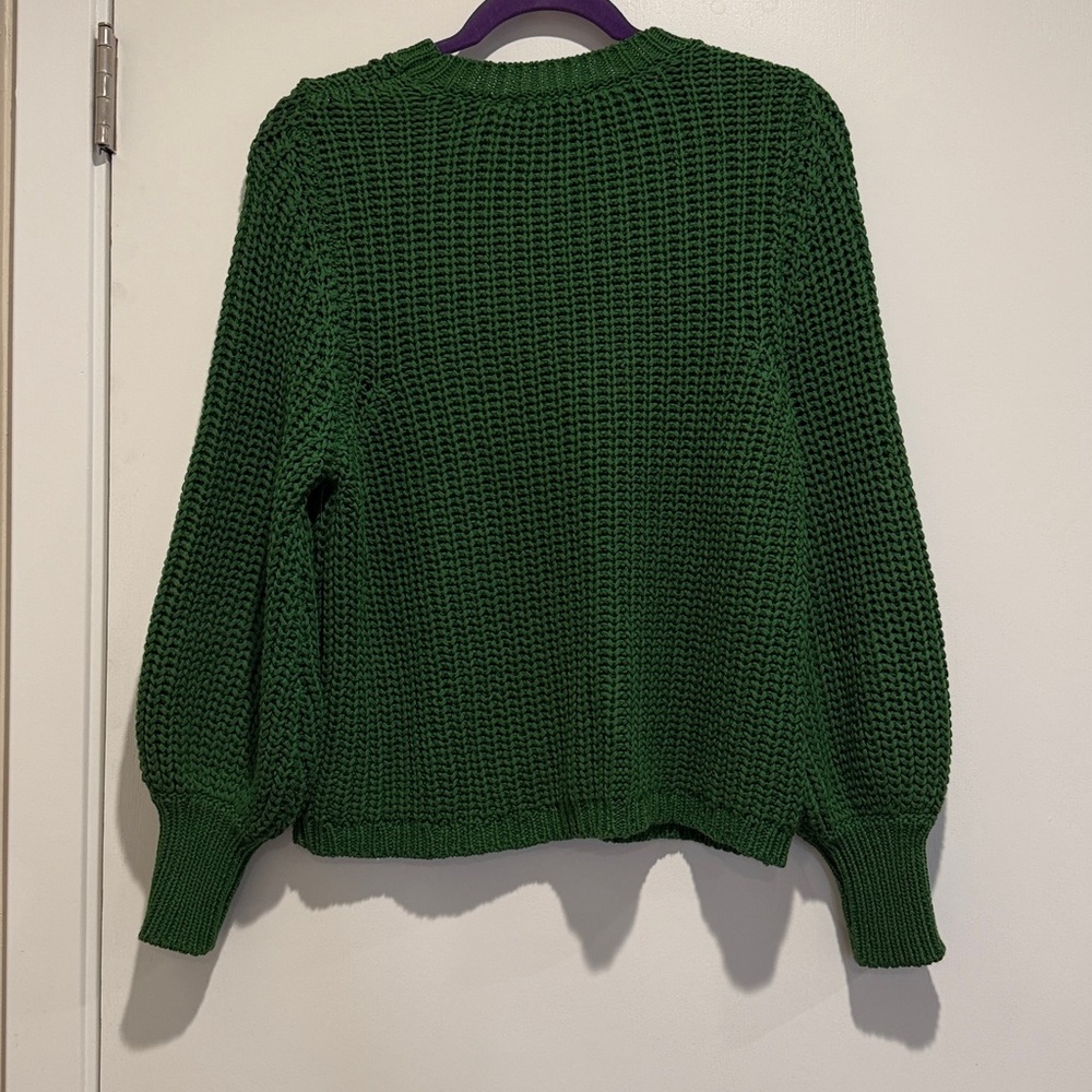 Sezane Green Cable Knit Women's Sweater - Picture 4 of 6